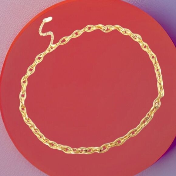 CHUNKY/DANTY 18K GOLD CHAIN POINTER OVAL INTRICATE DESIGN NECKLACE CHOICE COLLAR - Picture 3 of 3